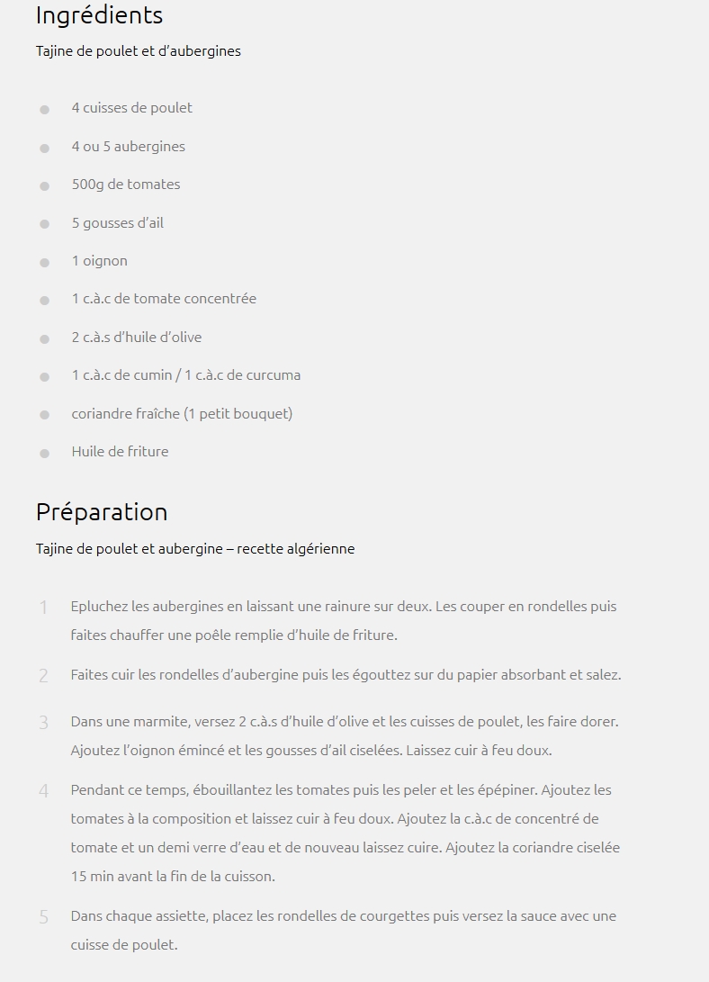 Tajine poulet texte