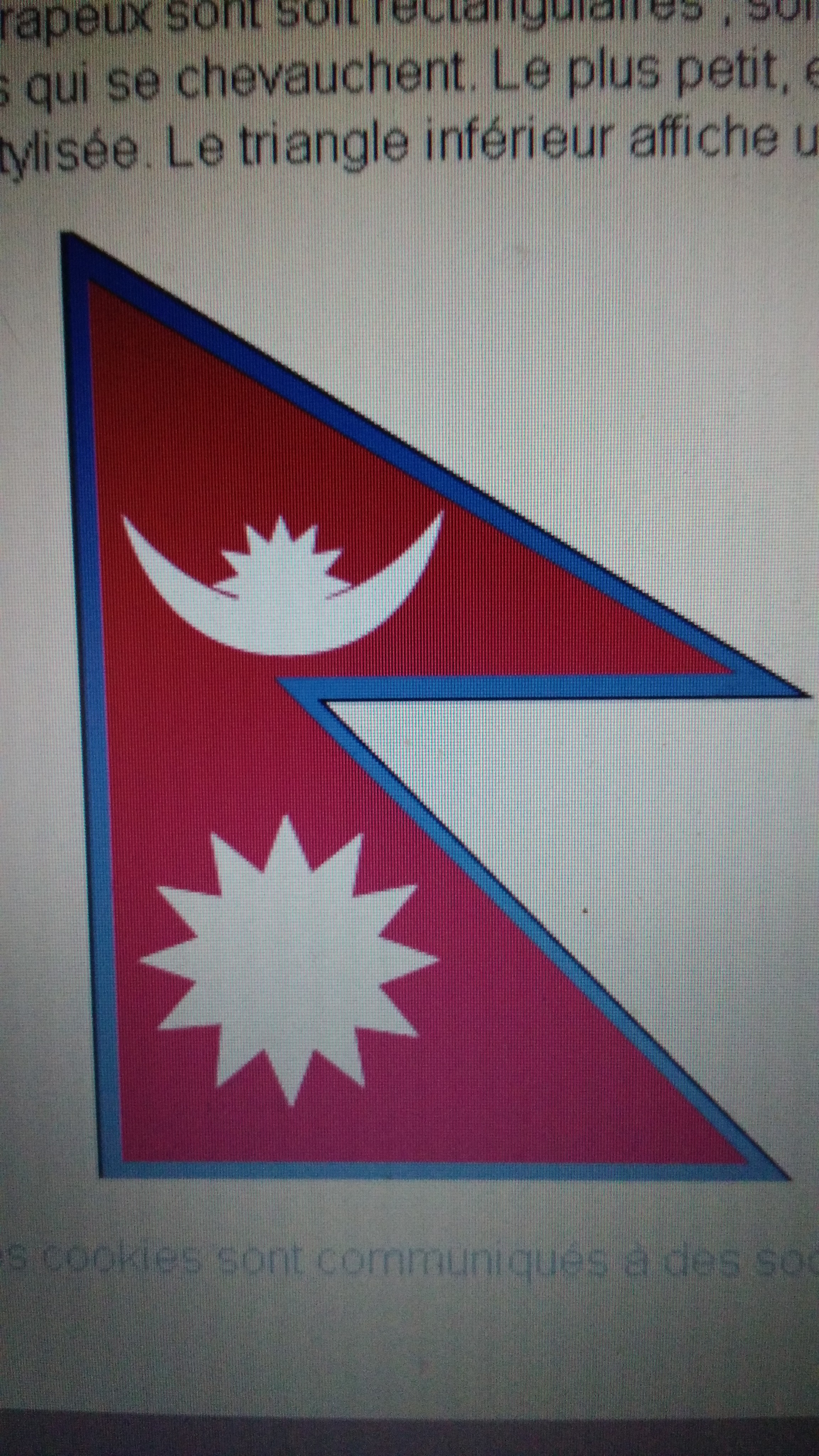 Armoierie du Népal, on y voit une guirlande de fleurs de Rhododendron rouges