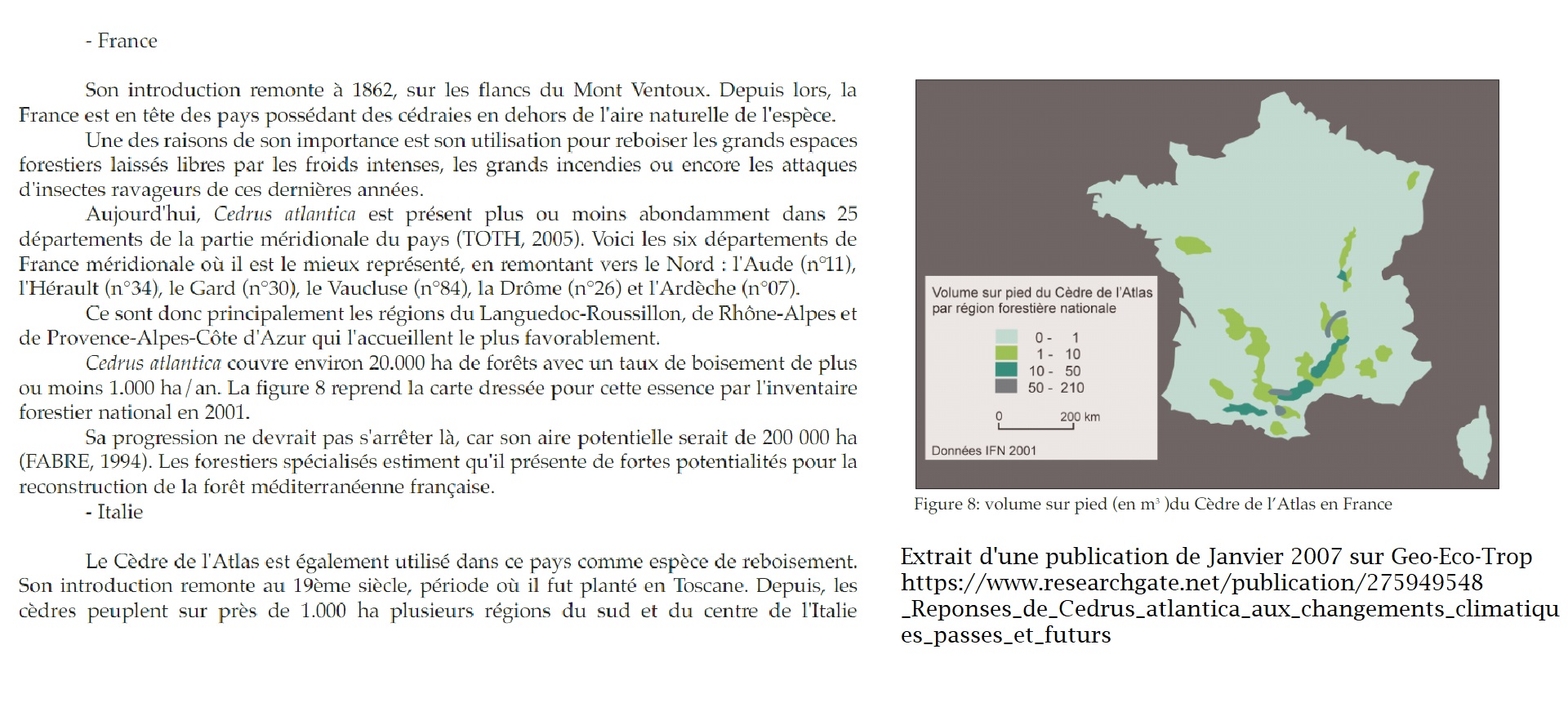 Les cédraies dans le Sud de la France