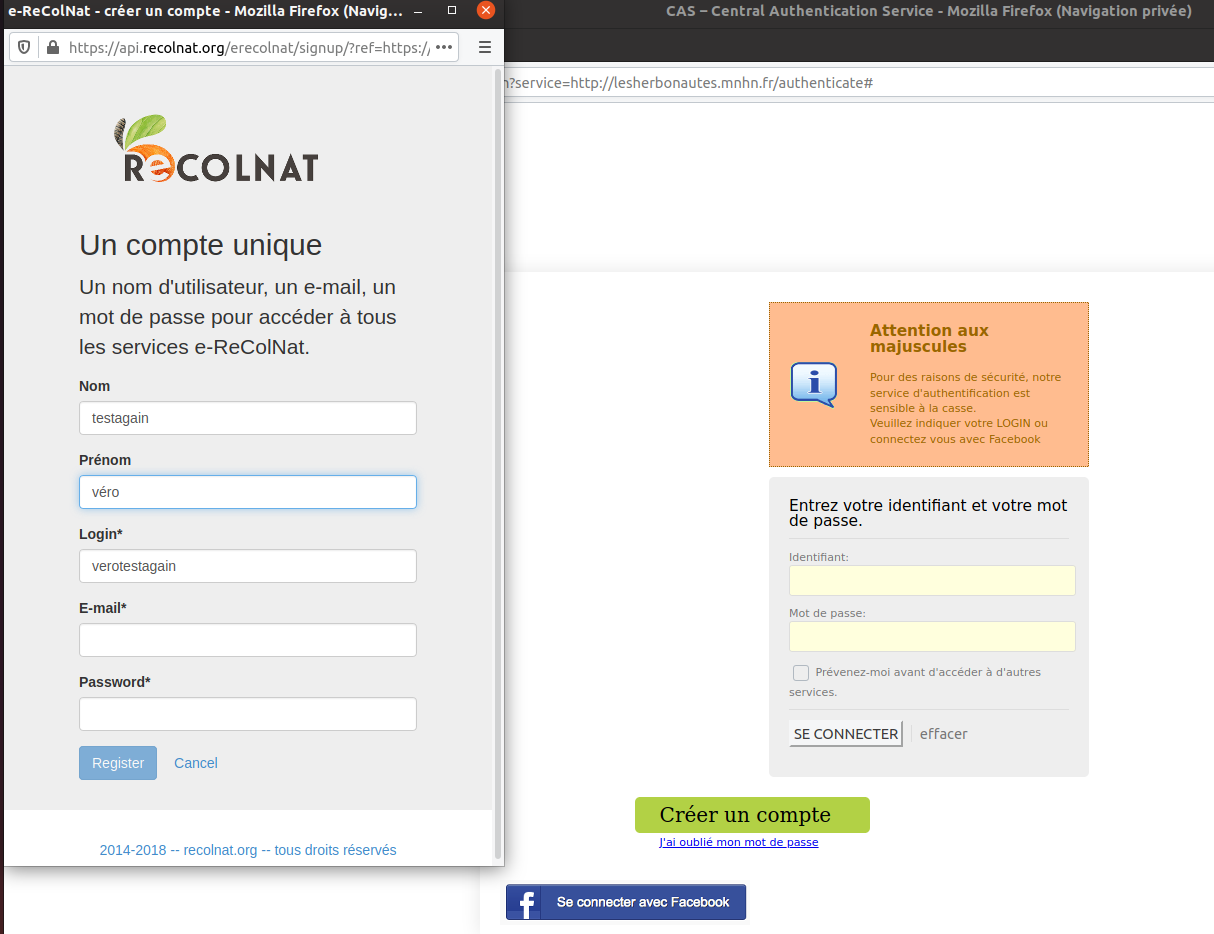illustration de la procedure de creation de compte recolnat