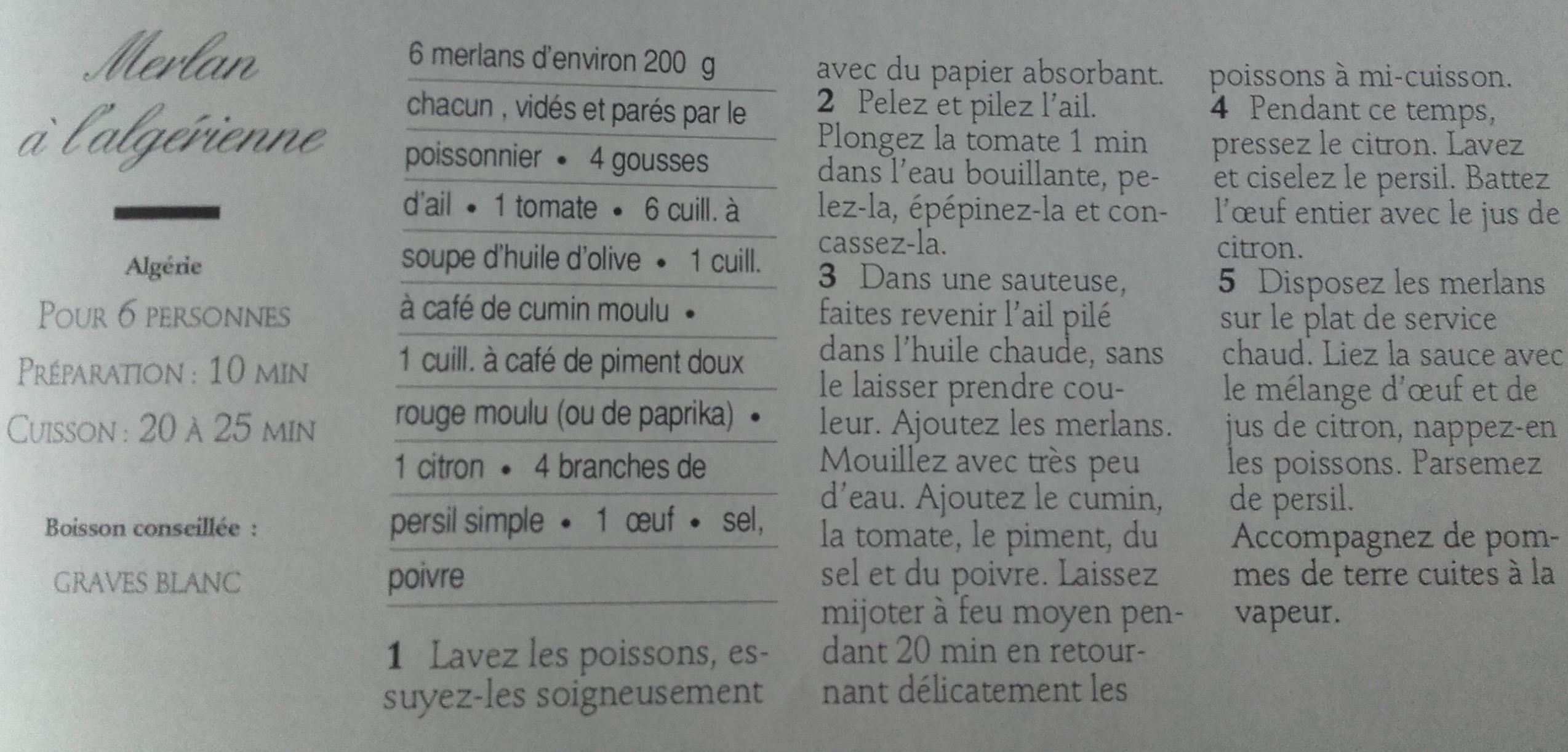 recette de merlan à l'algérienne