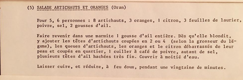 Salade d'artichauts et Oranges