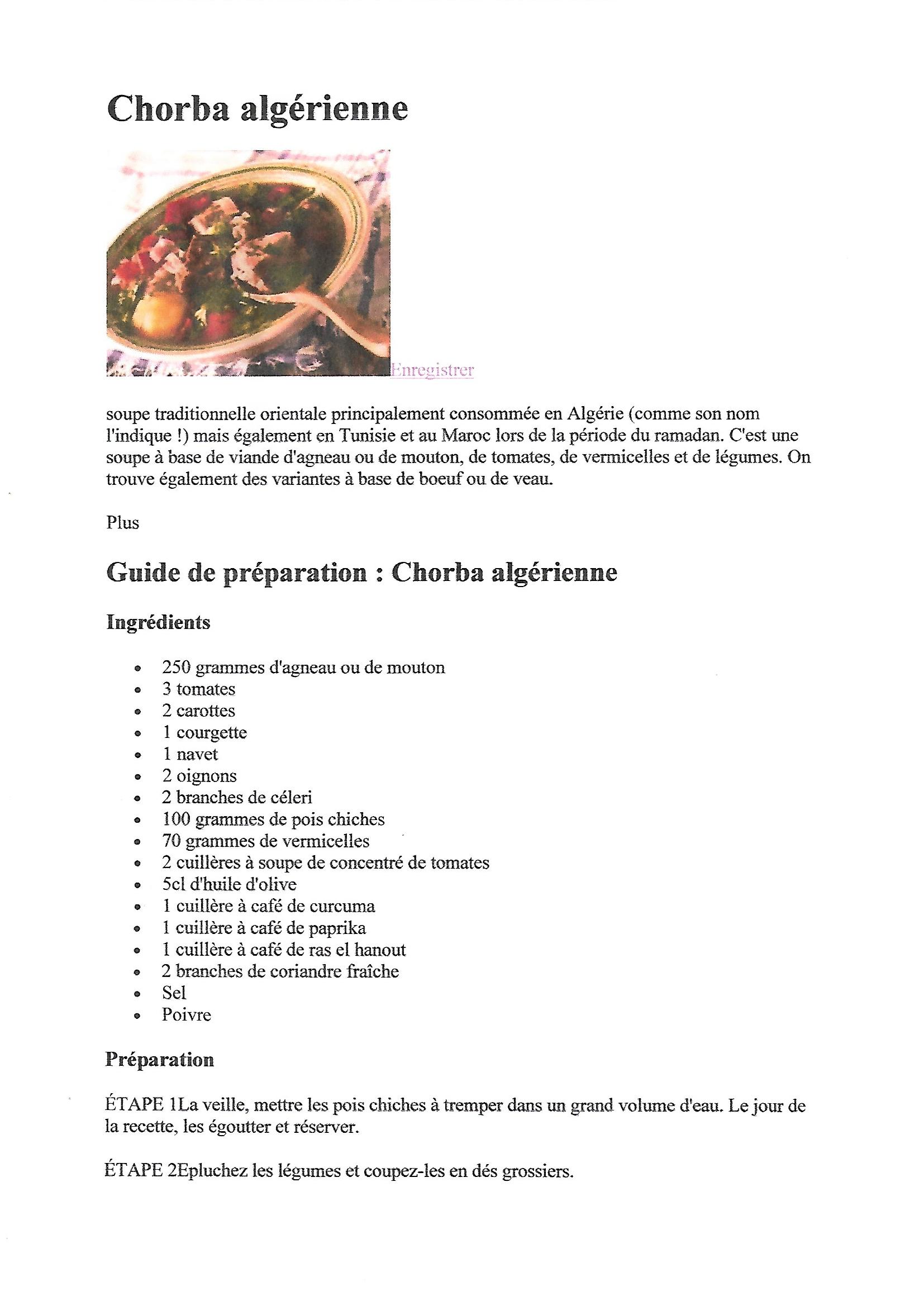 recette chorba 1