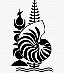 Annexe emblème Nouvelle Calédonie, pin colonaire, Nautile et flèche faitière.png