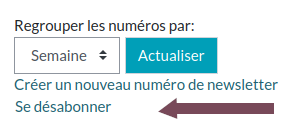 Cliquer sur l'item "se désabonner"